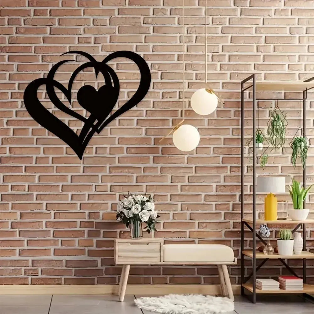 Romantic Two-Hearts Metal Wall Art - Durable & Elegant Wall Decoration Luxe Stella