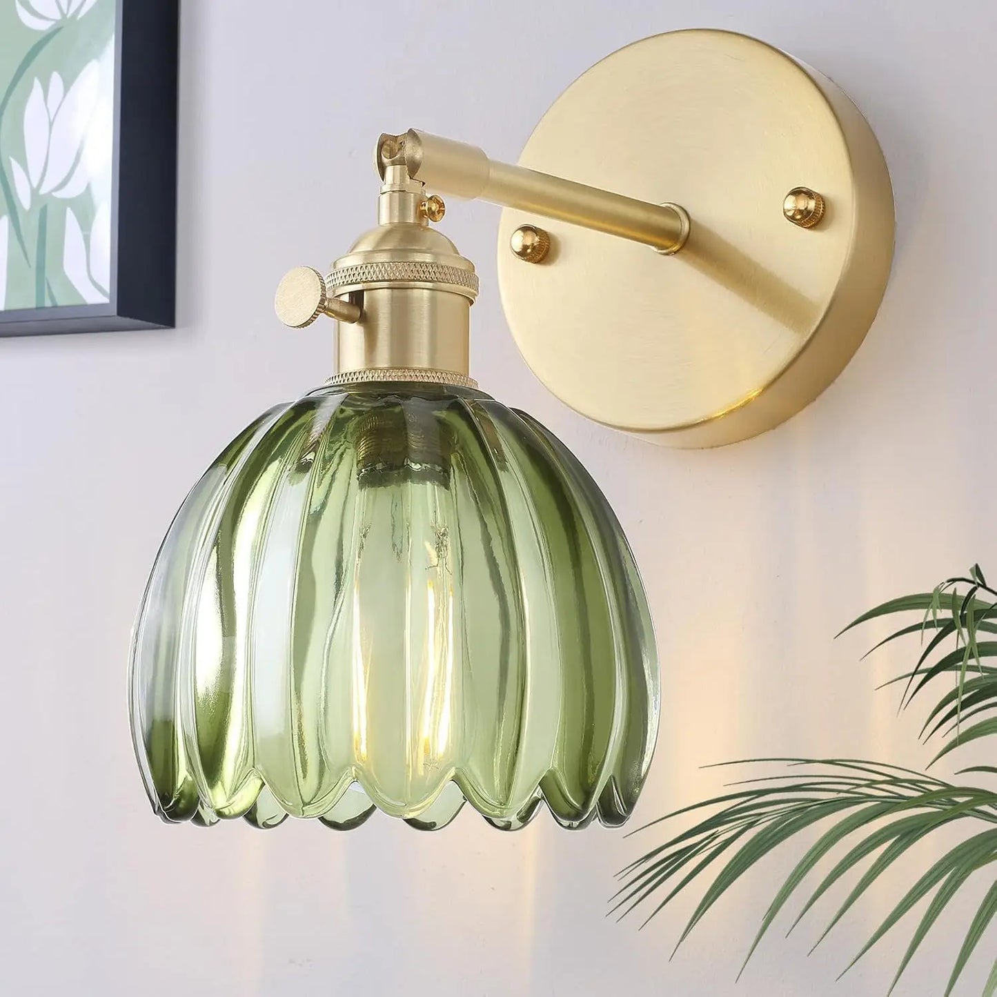 Vintage Glass Wall Sconce Rechargeable Wiring Free Deco Light