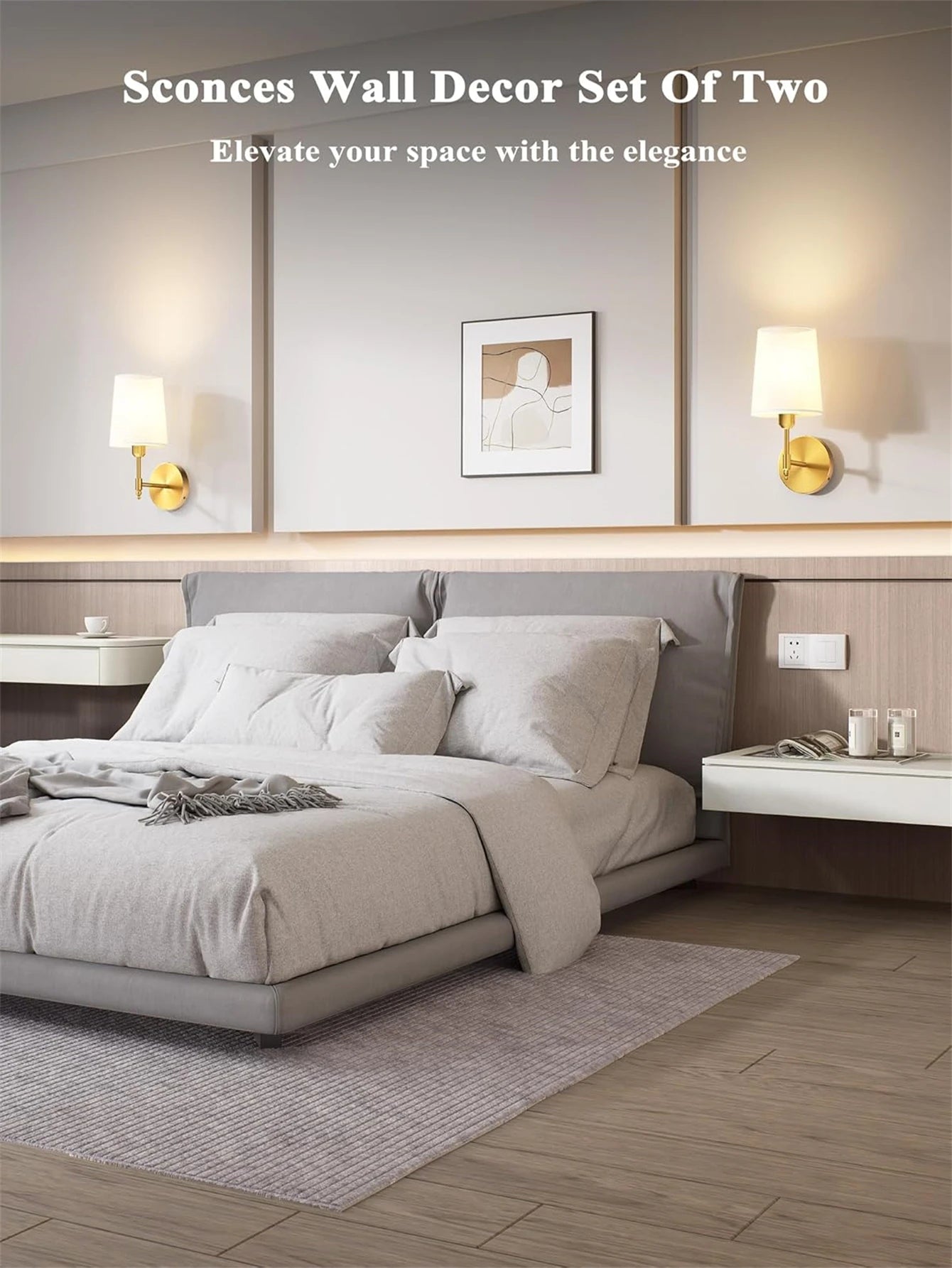 3 Color Temperature Wireless Wall Light for Living Room Bedroom Hallway(2 Pack)