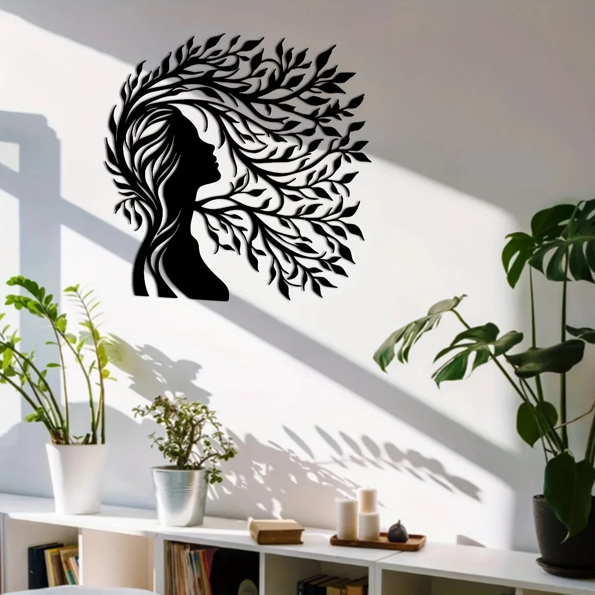 Minimalist Female Silhouette & Intricate Branch Design