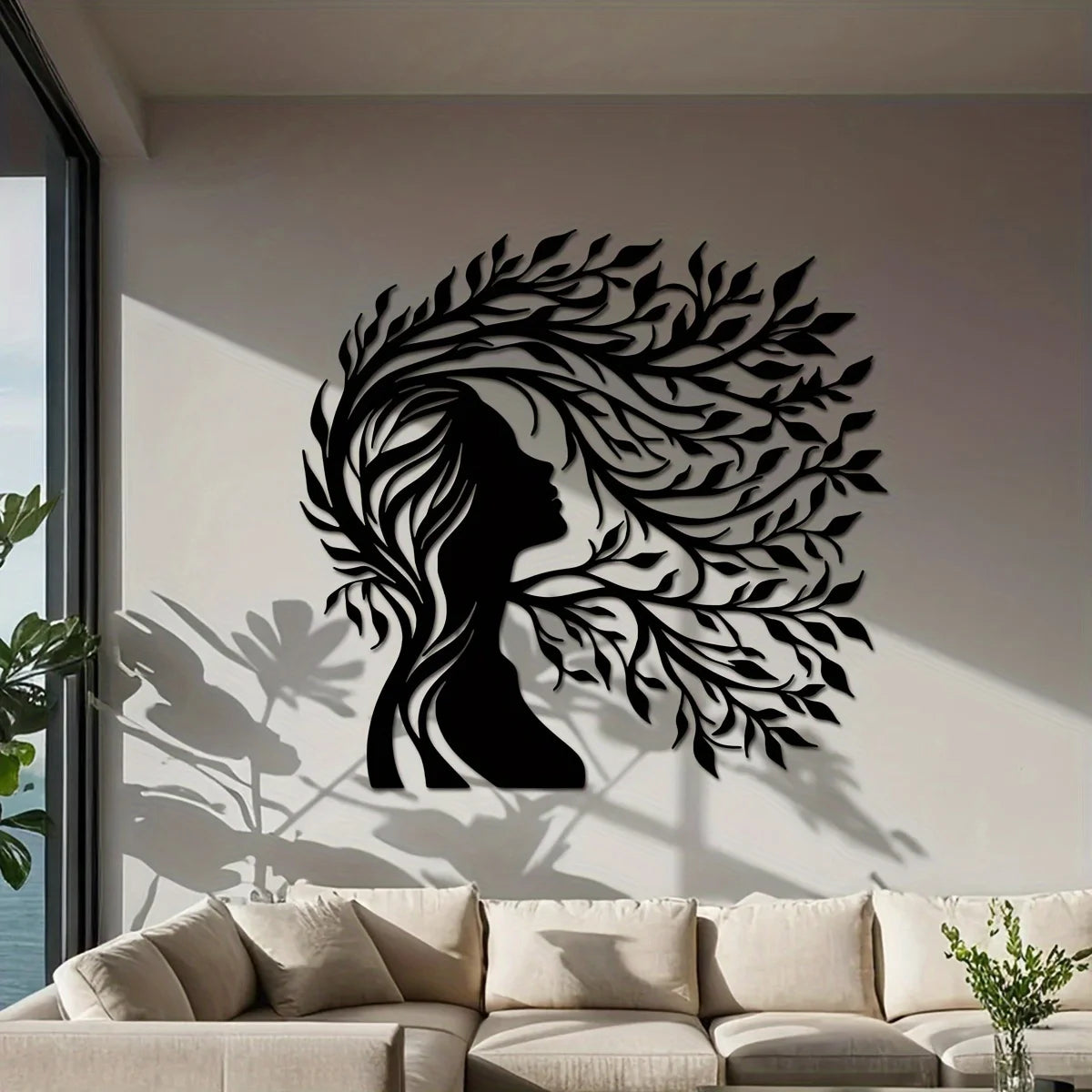 Minimalist Female Silhouette & Intricate Branch Design