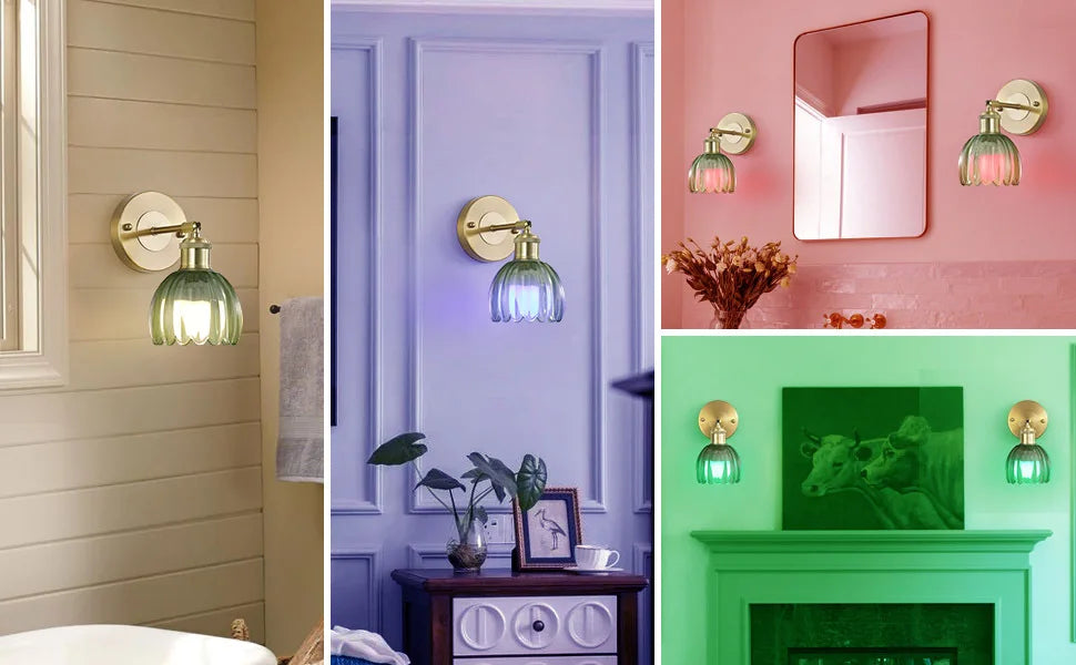 Vintage Glass Wall Sconce Rechargeable Wiring Free Deco Light