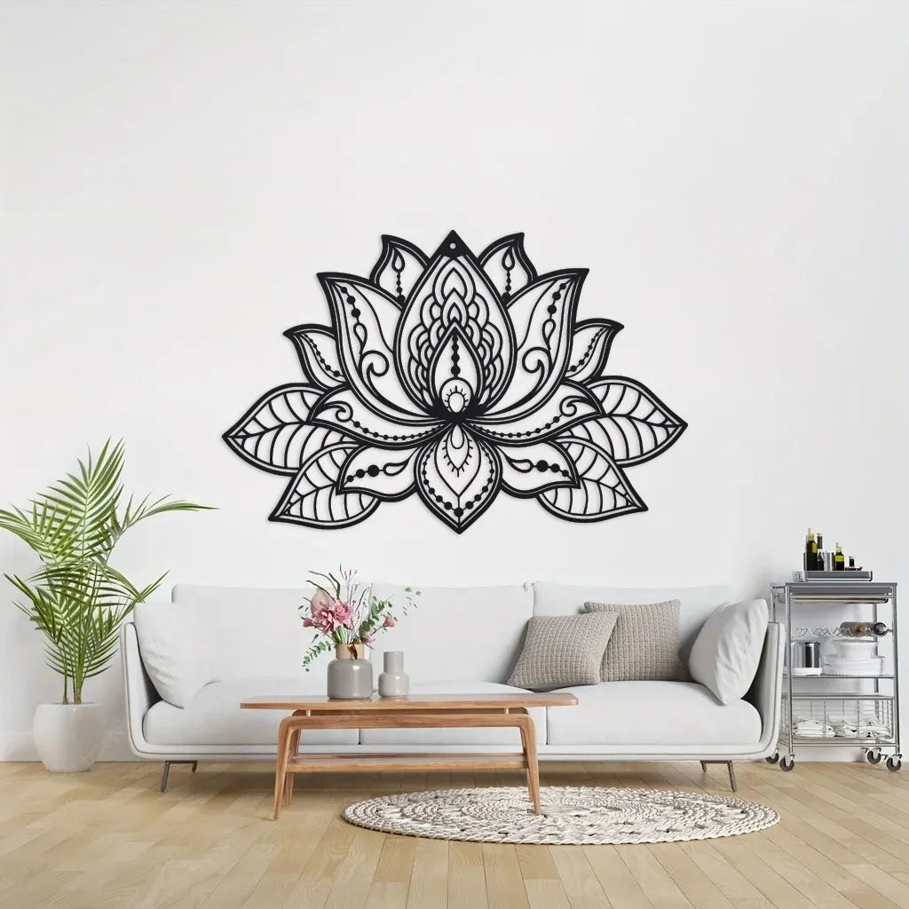 3D Lotus Mandala Metal Wall Art, Lotus Flower Wall Decor