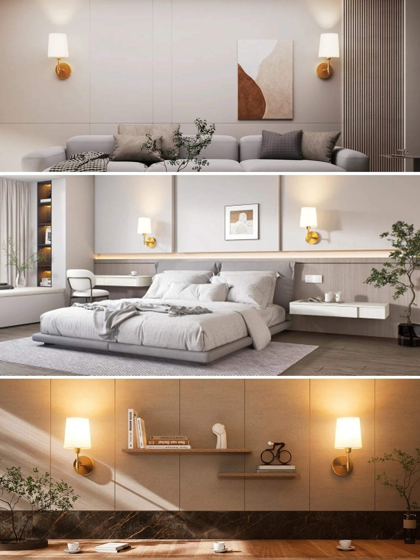 3 Color Temperature Wireless Wall Light for Living Room Bedroom Hallway(2 Pack)