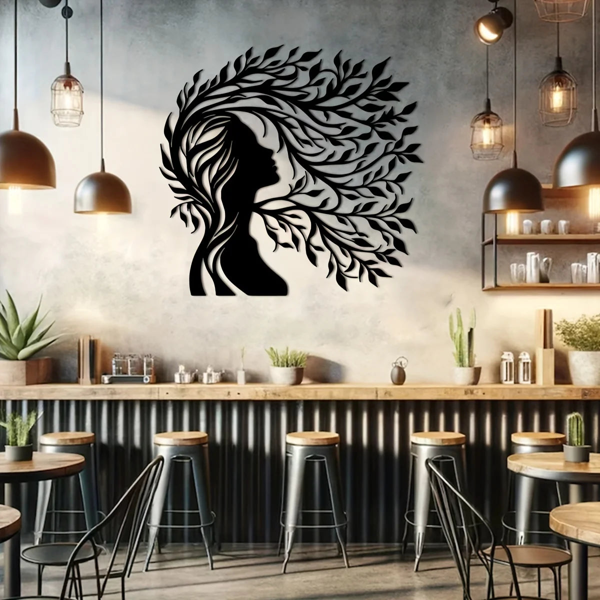 Minimalist Female Silhouette & Intricate Branch Design