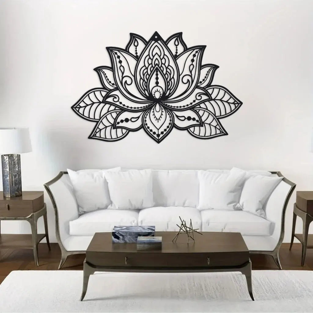 3D Lotus Mandala Metal Wall Art, Lotus Flower Wall Decor