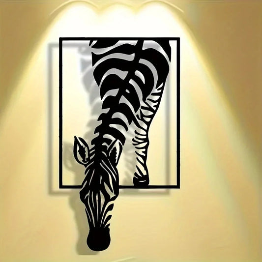 Minimalist Zebra Metal Wall Art | Animal-Themed Design