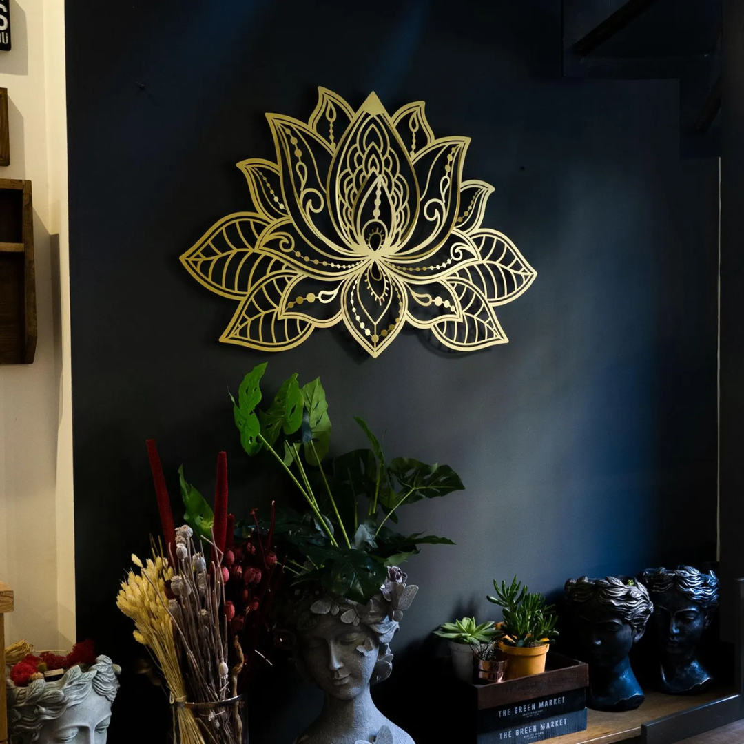 3D Lotus Mandala Metal Wall Art, Lotus Flower Wall Decor