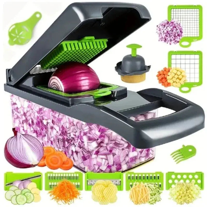 14/15/16 in 1 Multifunctional Vegetable Chopper Slicer Shredder with Basket Fruit Slicer Potato Shredder Carrot Grind Gadgets Luxe Stella