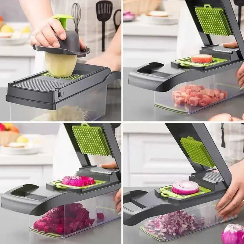 14/15/16 in 1 Multifunctional Vegetable Chopper Slicer Shredder with Basket Fruit Slicer Potato Shredder Carrot Grind Gadgets Luxe Stella