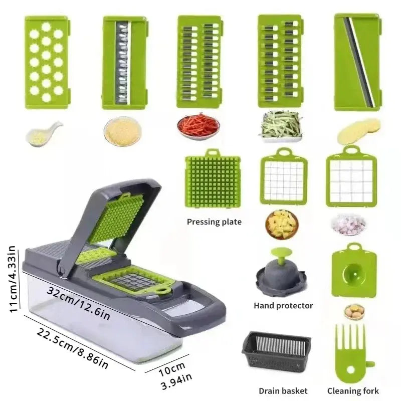 14/15/16 in 1 Multifunctional Vegetable Chopper Slicer Shredder with Basket Fruit Slicer Potato Shredder Carrot Grind Gadgets Luxe Stella