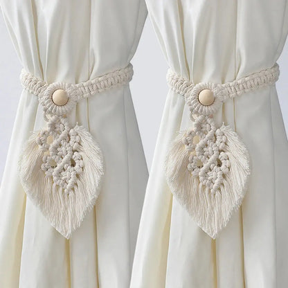 2 Pack Macrame Curtain Tiebacks with Beads Luxe Stella