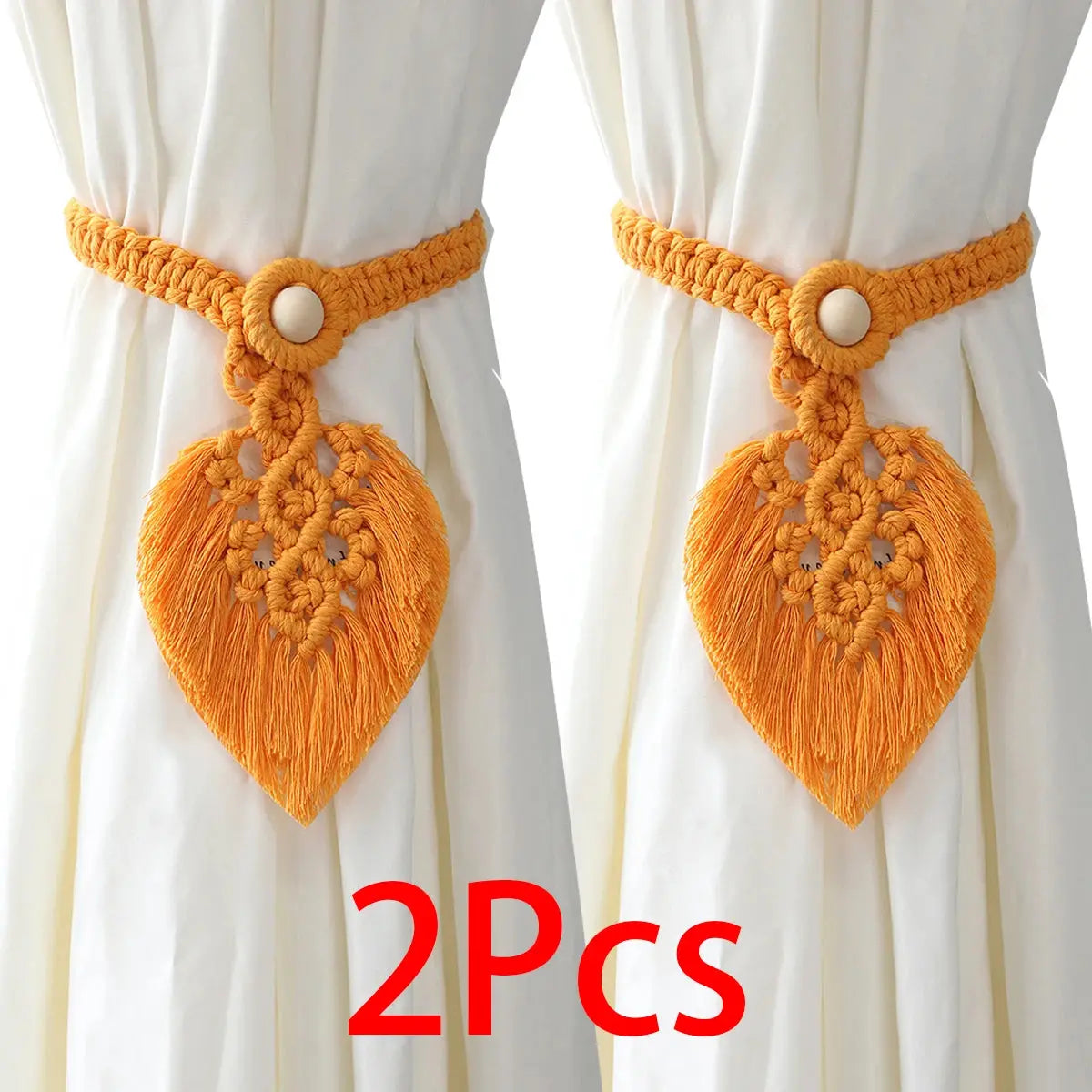 2 Pack Macrame Curtain Tiebacks with Beads Luxe Stella