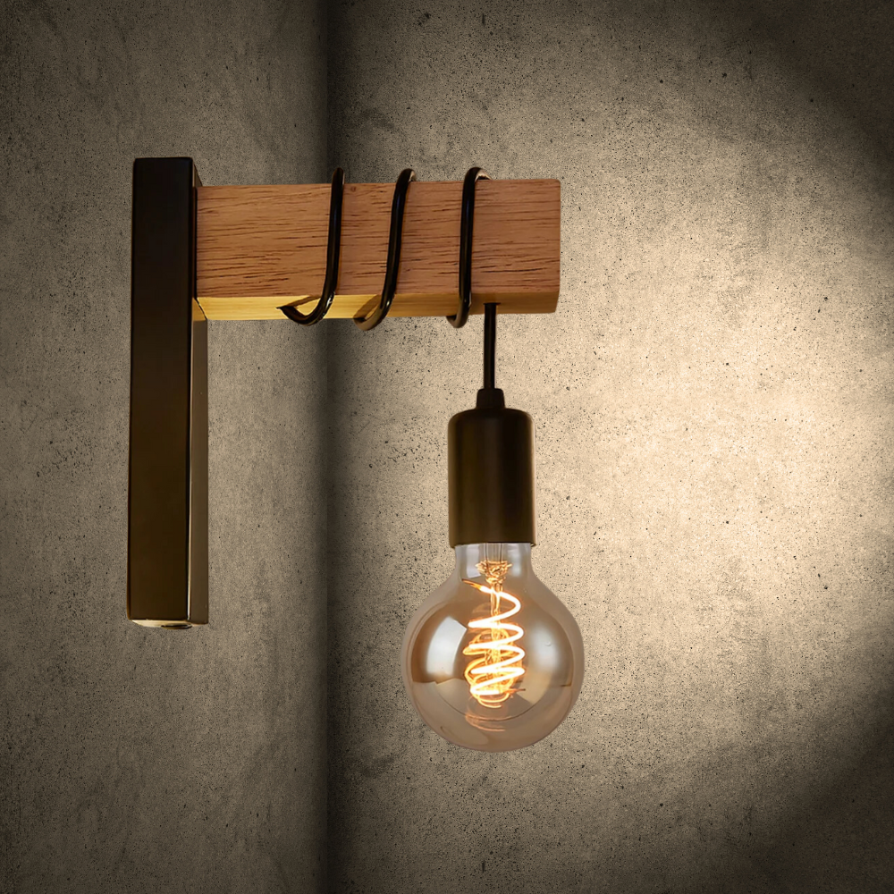 Retro Wooden Wall Lamp - Vintage  Wall Lights