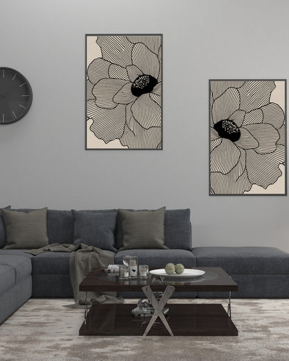 Neutral abstract floral lines art print