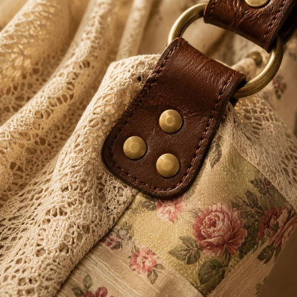 Vintage Floral Patchwork Tote Bag