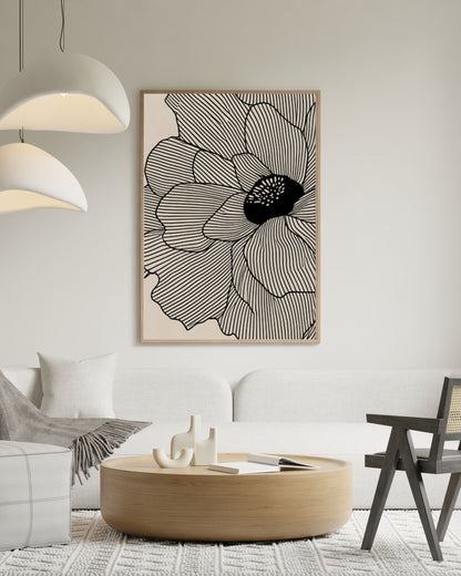 Neutral abstract floral lines art print