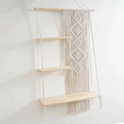 Boho Macrame 3-Tier Wall Hanging Shelf Luxe Stella