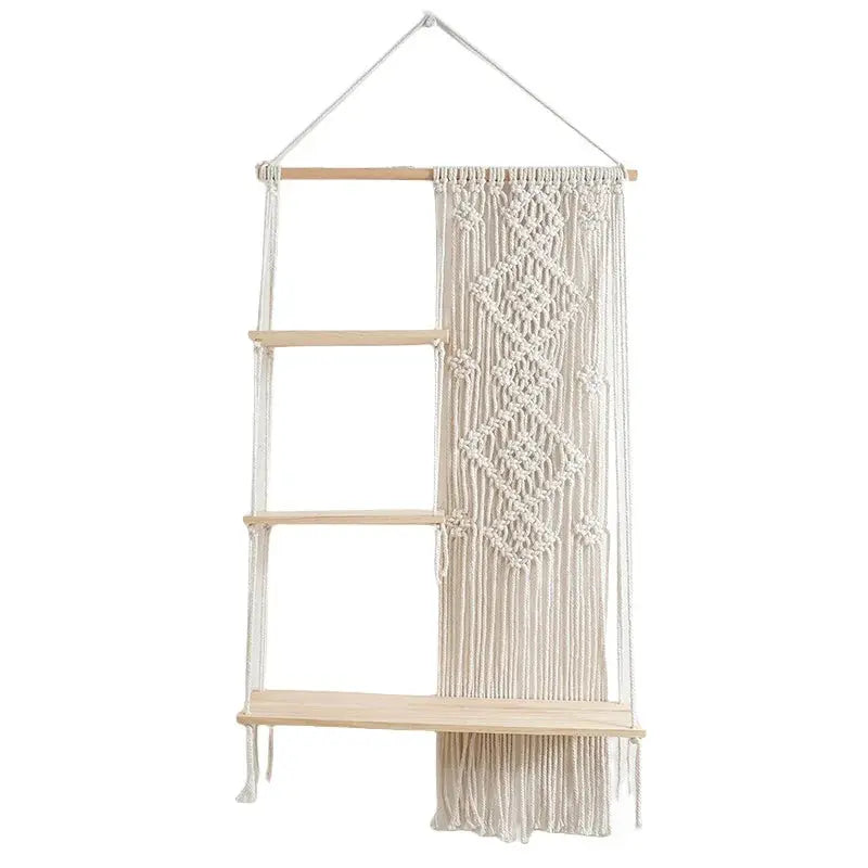 Boho Macrame 3-Tier Wall Hanging Shelf Luxe Stella