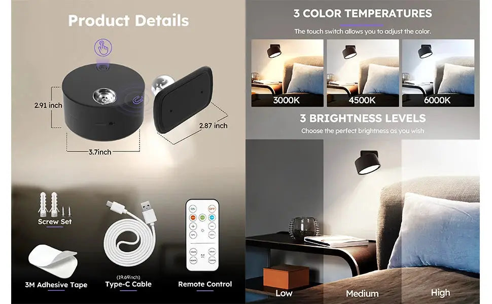 Easy Sticks Wireless LED Wall Lamp™ Luxe Stella