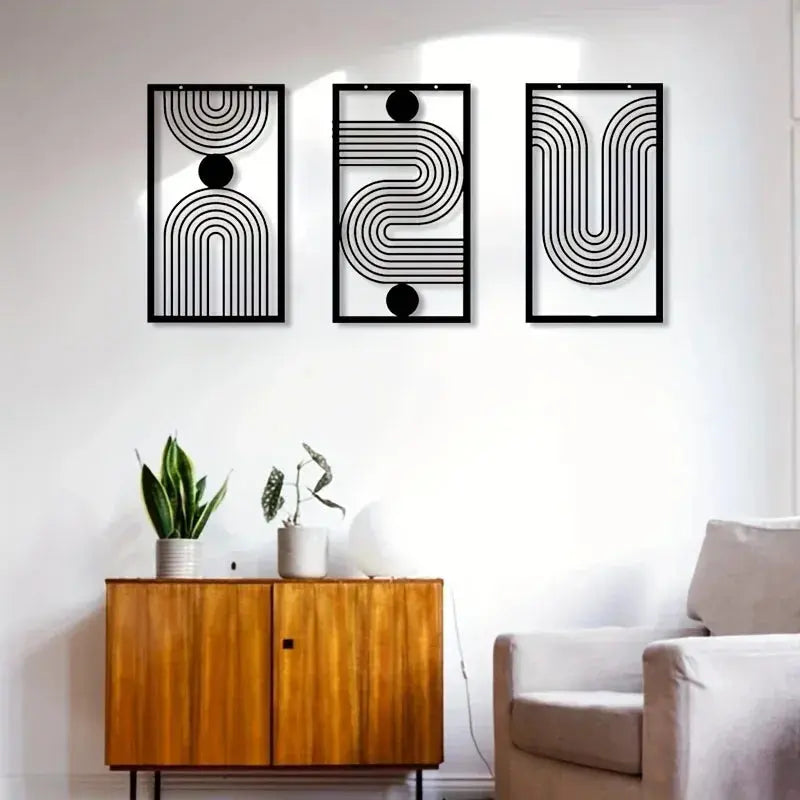 Iron Etch, Abstract Geometric Line Wall Decoration Luxe Stella