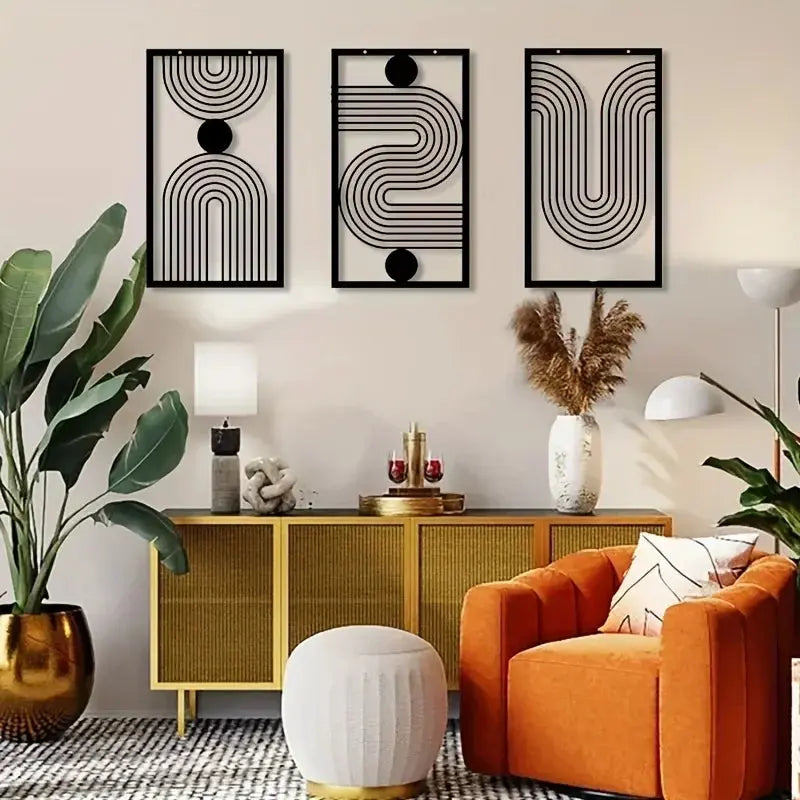 Iron Etch, Abstract Geometric Line Wall Decoration Luxe Stella