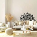 Large Metal Mandala Wall Decor - Unique Black Lotus Flower Art Luxe Stella
