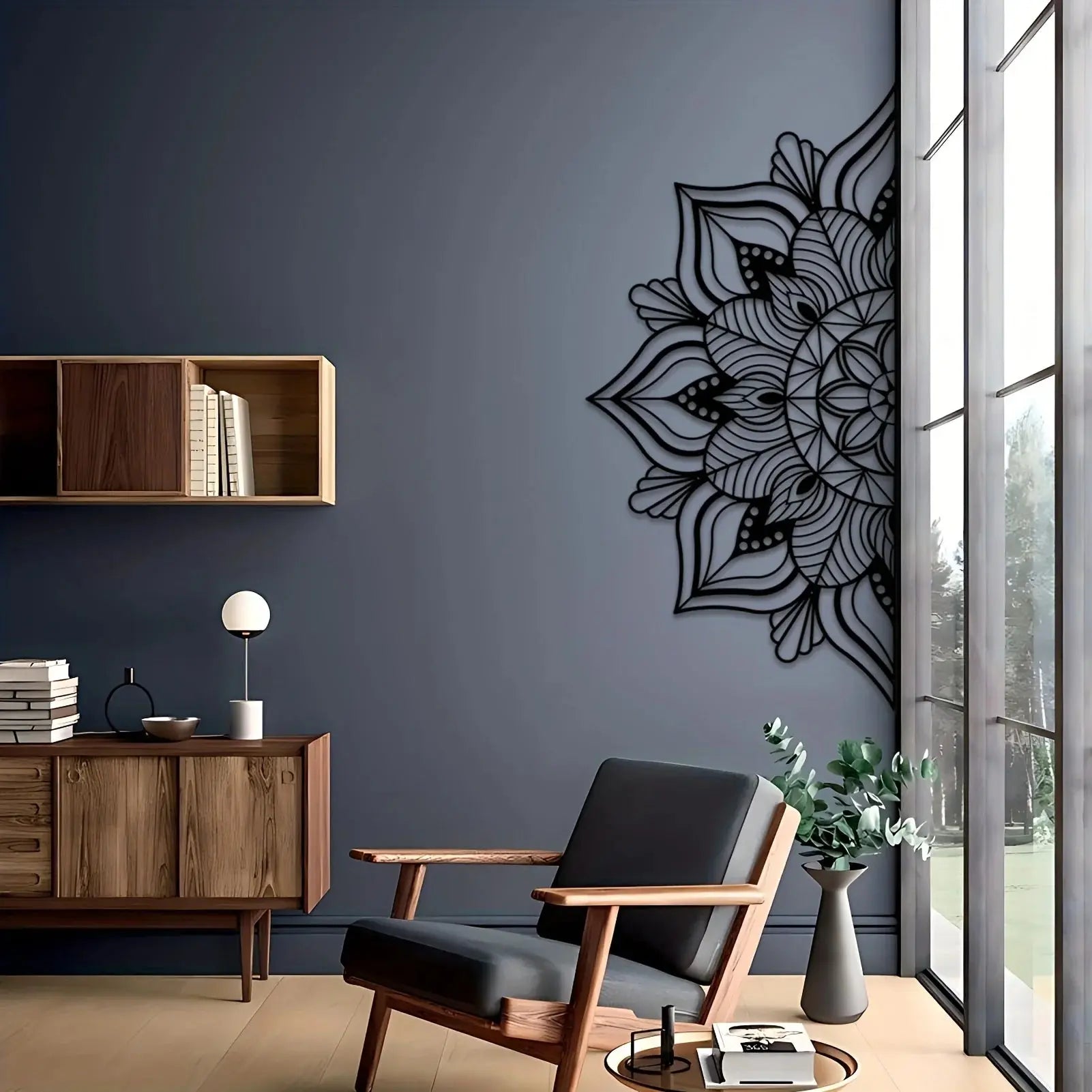 Large Metal Mandala Wall Decor - Unique Black Lotus Flower Art Luxe Stella