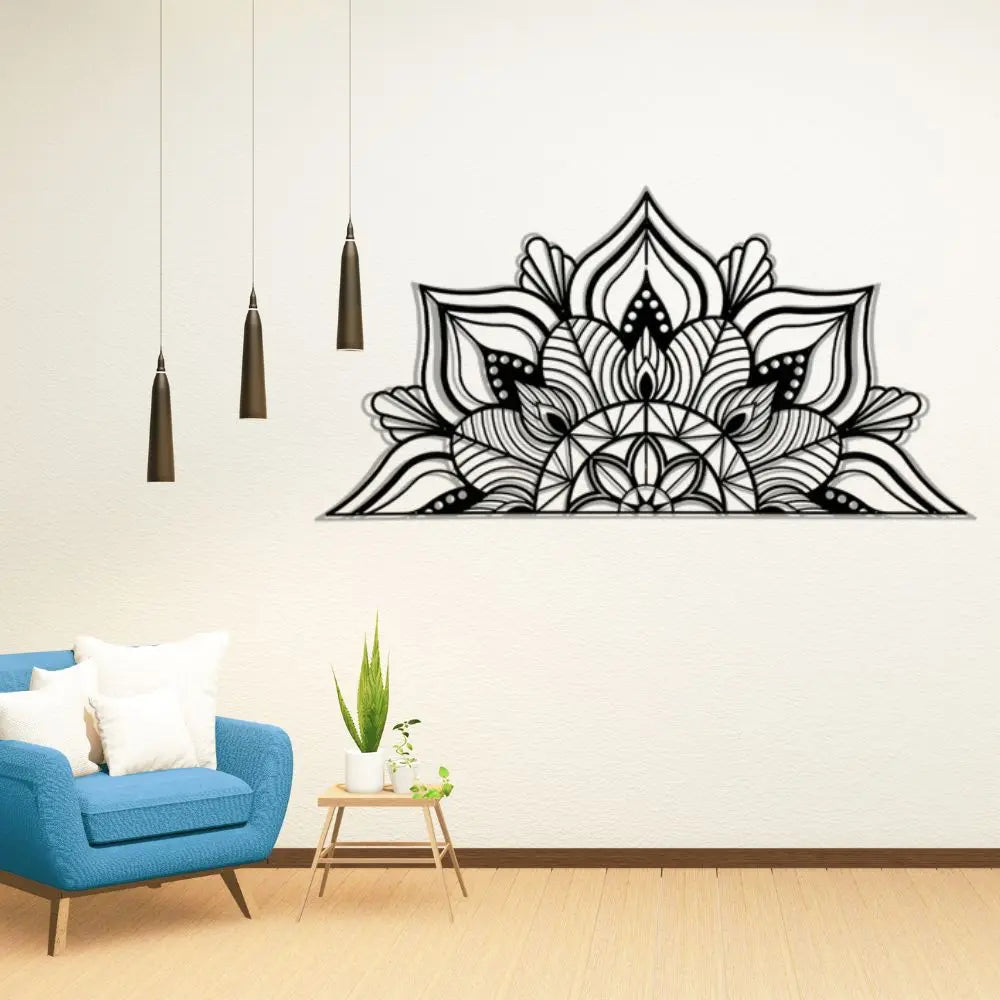 Large Metal Mandala Wall Decor - Unique Black Lotus Flower Art Luxe Stella