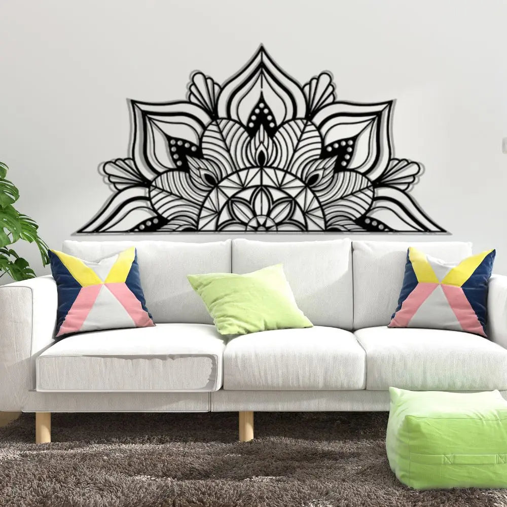 Large Metal Mandala Wall Decor - Unique Black Lotus Flower Art Luxe Stella