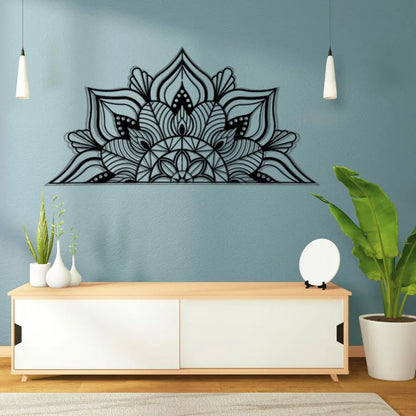 Large Metal Mandala Wall Decor - Unique Black Lotus Flower Art Luxe Stella