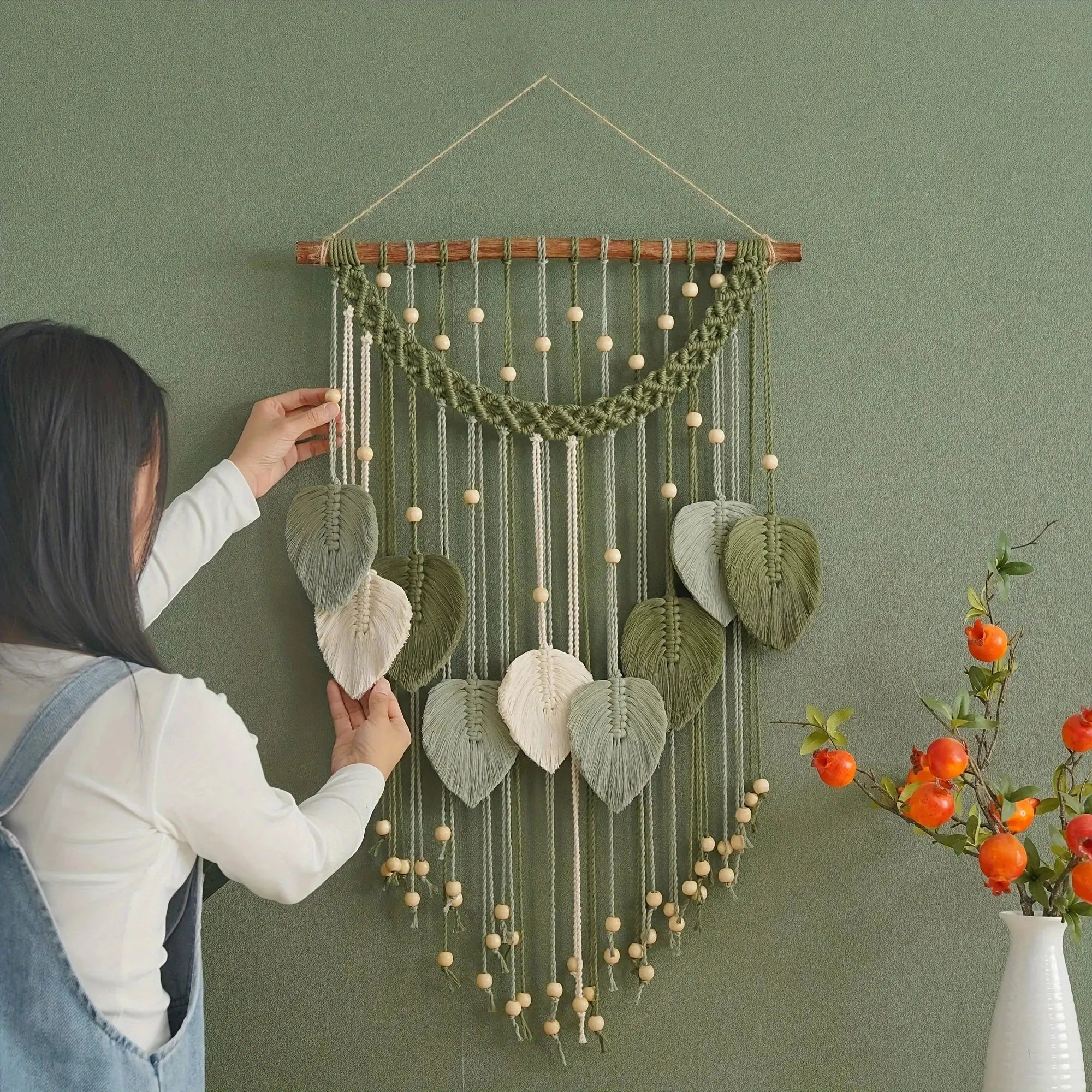 Macrame Wall Hanging Boho Leaf Tapestry Luxe Stella