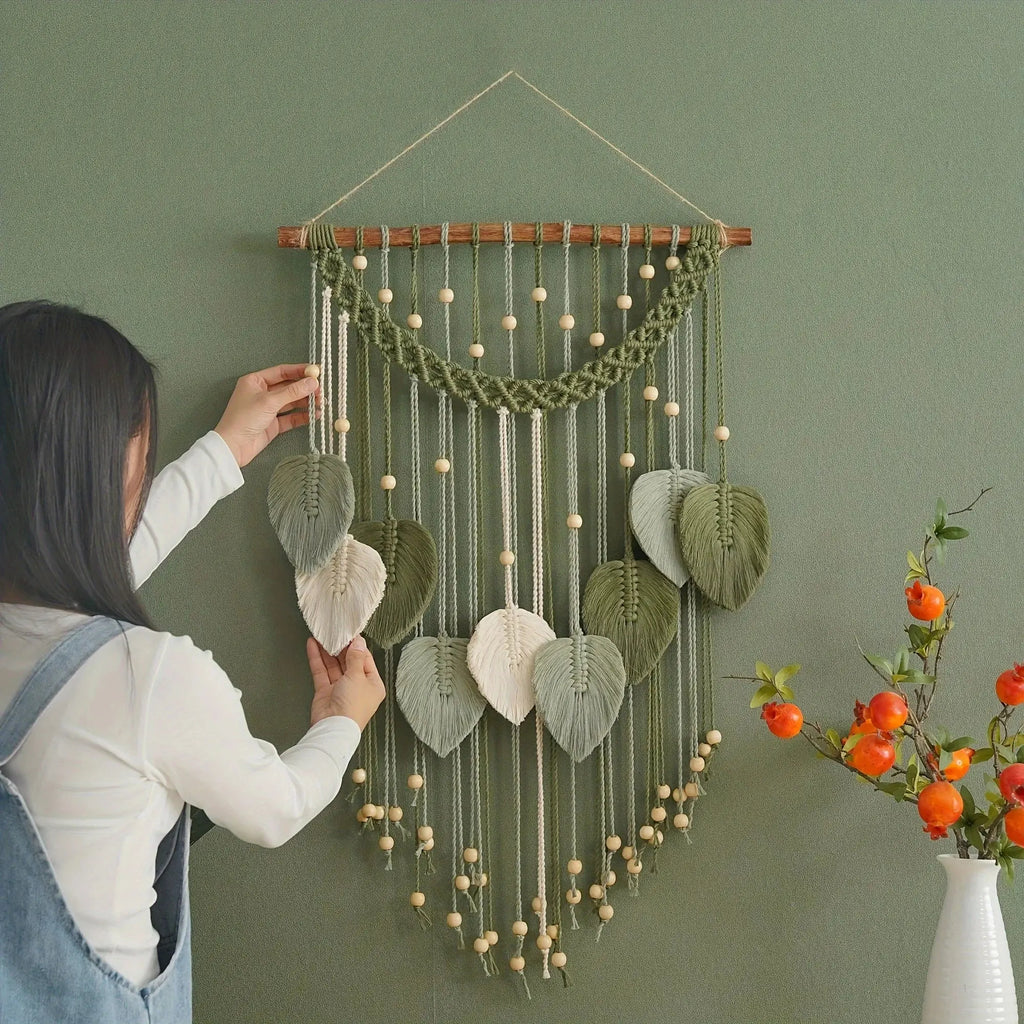 Macrame Wall Hanging Boho Leaf Tapestry Luxe Stella