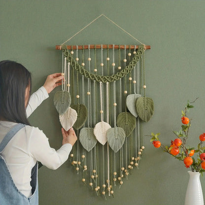 Macrame Wall Hanging Boho Leaf Tapestry Luxe Stella