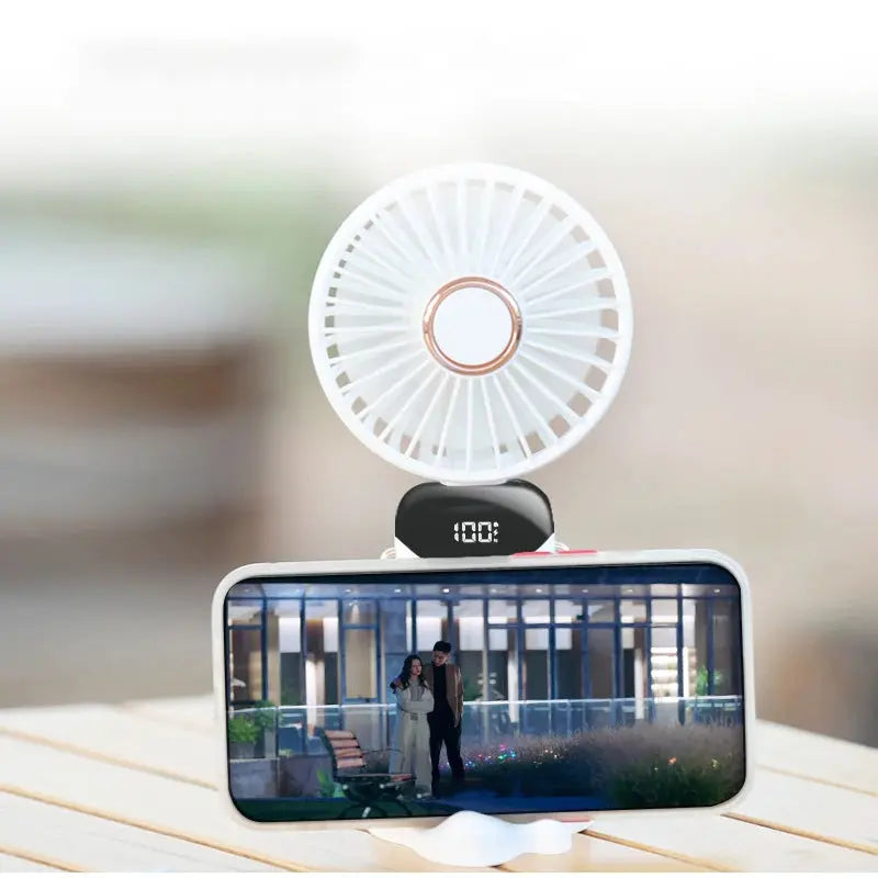 Mini USB Rechargeable Fan with Phone Stand Luxe Stella