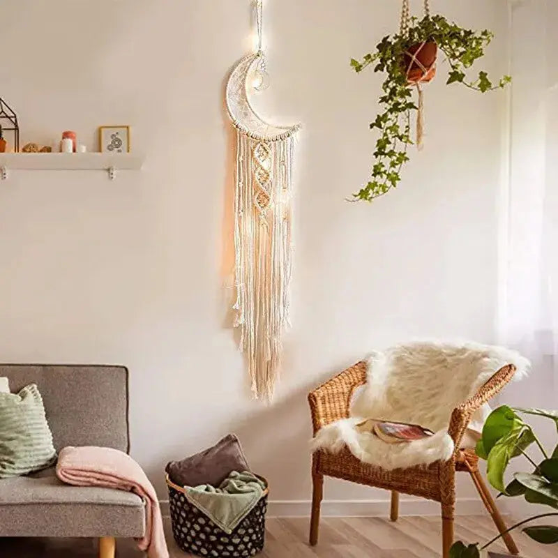 Moon Dream Catcher Woven Wall Tapestry Bohemian Home Decor Luxe Stella