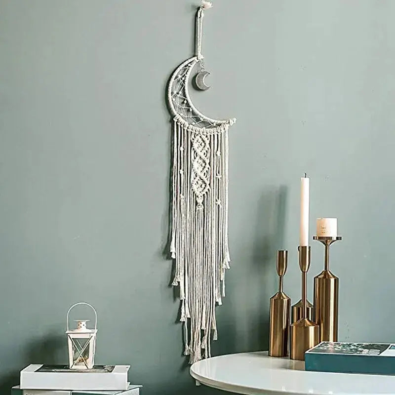 Moon Dream Catcher Woven Wall Tapestry Bohemian Home Decor Luxe Stella