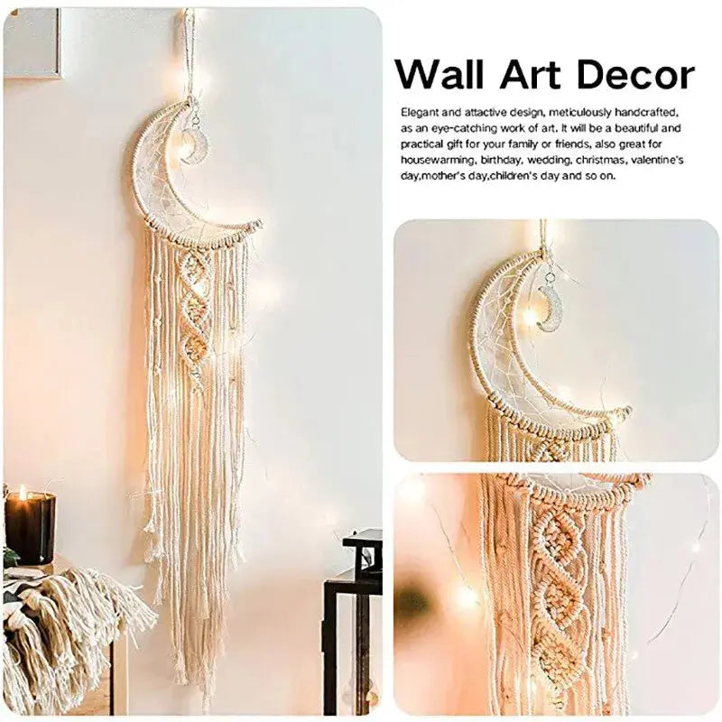 Moon Dream Catcher Woven Wall Tapestry Bohemian Home Decor Luxe Stella