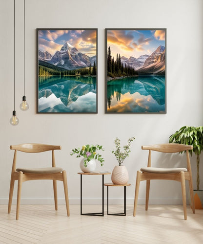 Mountain Lake Triptych: Canada Landscape Wall Art