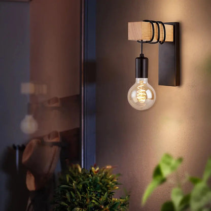 Retro Wooden Wall Lamp - Vintage  Wall Lights Luxe Stella