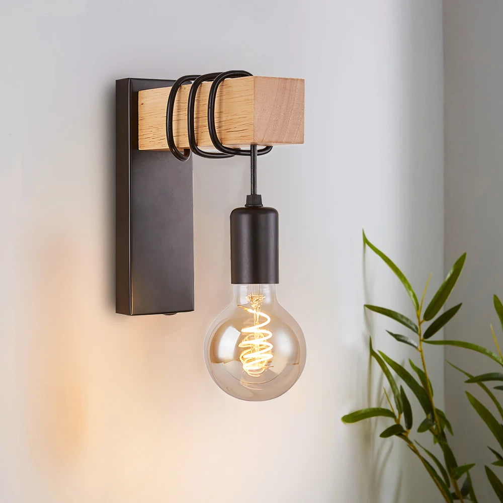 Retro Wooden Wall Lamp - Vintage  Wall Lights