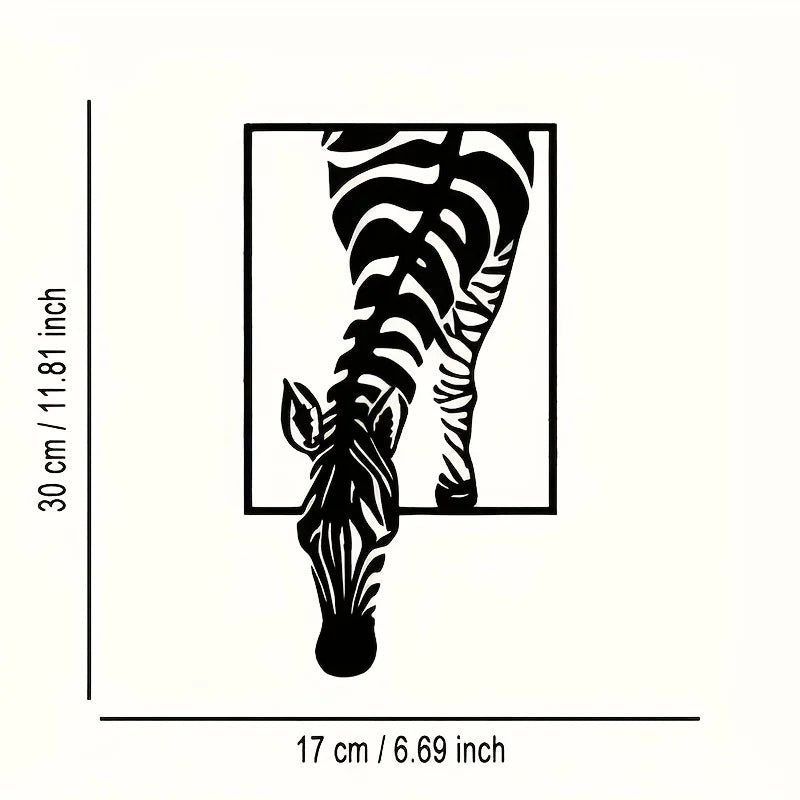 Minimalist Zebra Metal Wall Art | Animal-Themed Design