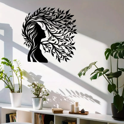 Minimalist Female Silhouette & Intricate Branch Design