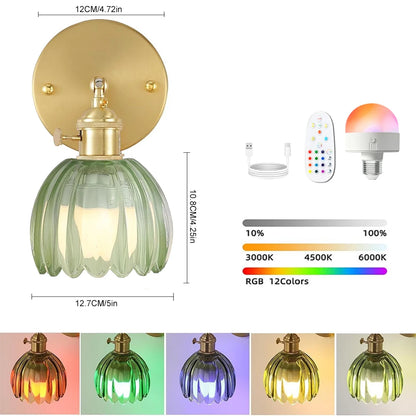 Vintage Glass Wall Sconce Rechargeable Wiring Free Deco Light