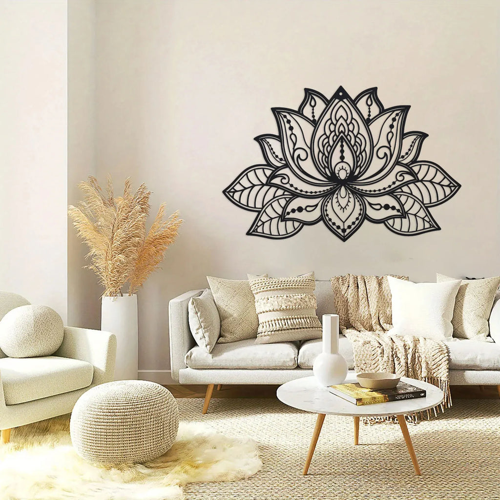 3D Lotus Mandala Metal Wall Art, Lotus Flower Wall Decor