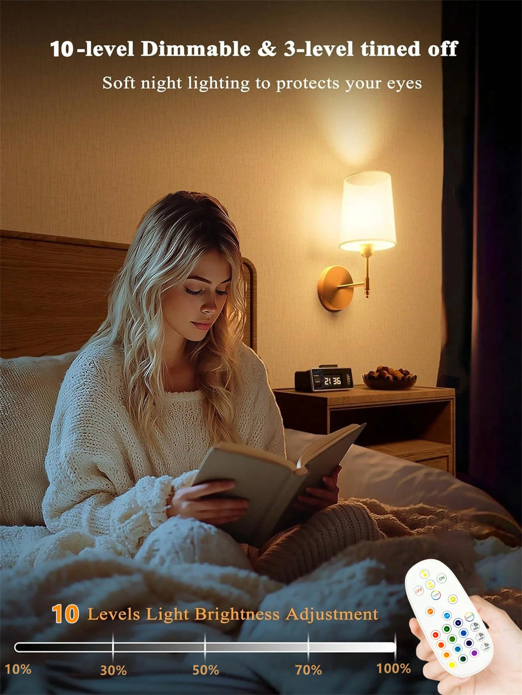3 Color Temperature Wireless Wall Light for Living Room Bedroom Hallway(2 Pack)