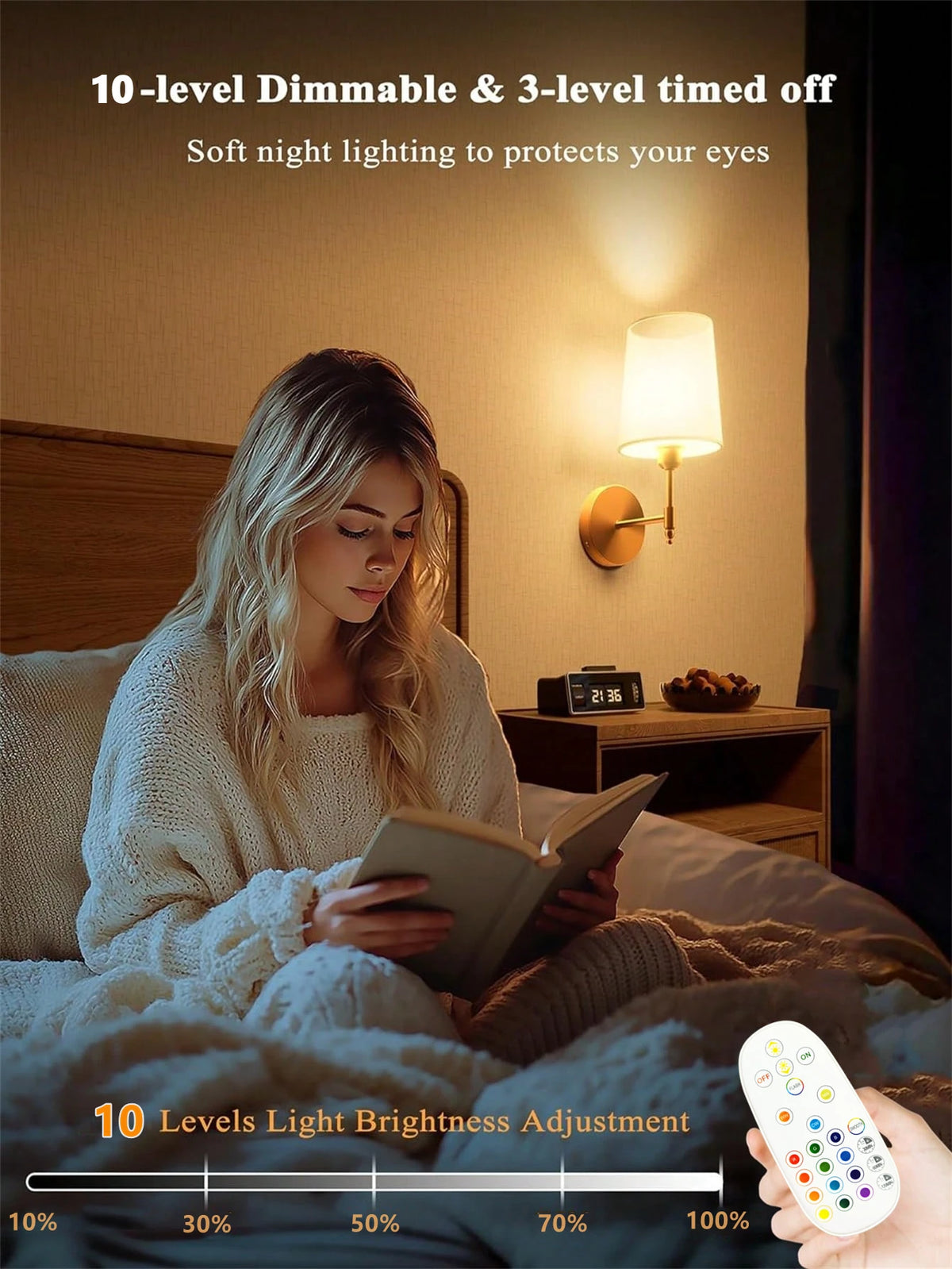 3 Color Temperature Wireless Wall Light for Living Room Bedroom Hallway(2 Pack)