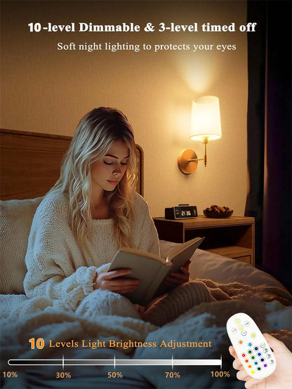 3 Color Temperature Wireless Wall Light for Living Room Bedroom Hallway(2 Pack)