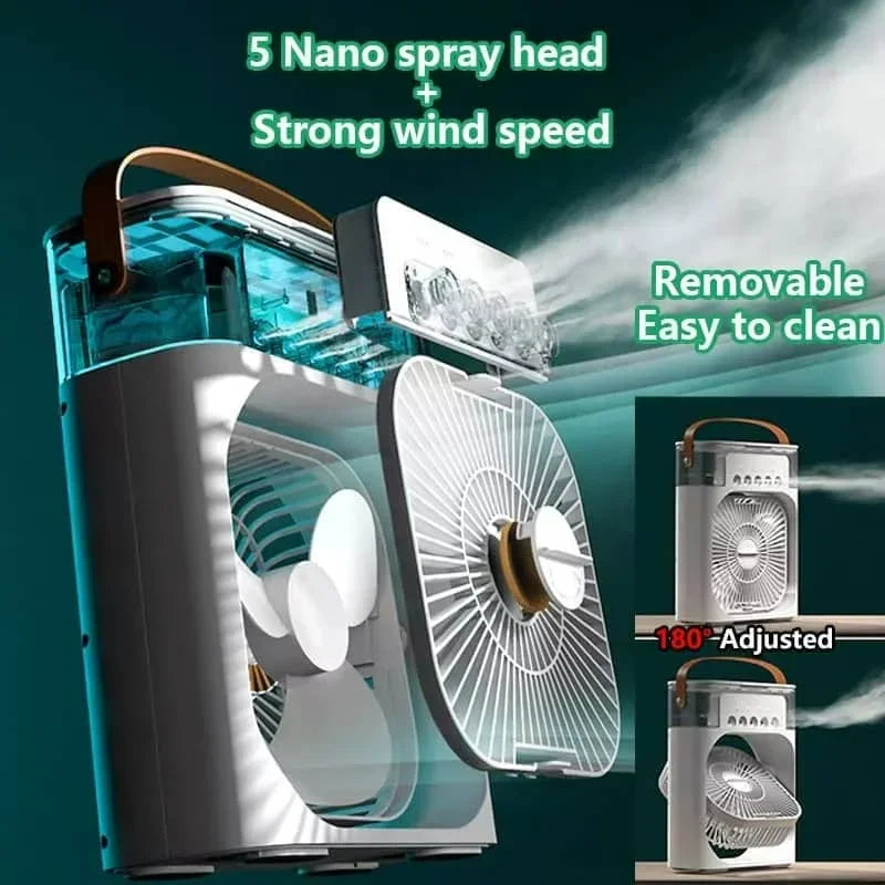 Portable Fan Air Conditioners USB Electric Fan LED Night Light Water