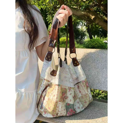 Vintage Floral Patchwork Tote Bag